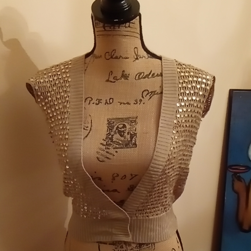 Cejon Sequin Crochet Top